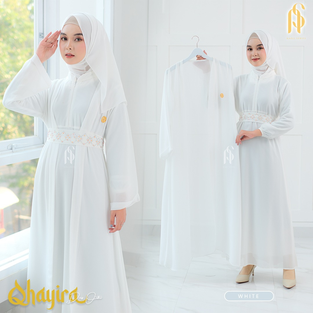 QHAIYRA DRESS CERUTY BABYDOLL BY NS OUTER ABAYA STYLE KELUARAN TERBARU OBI BELT MUTIARA