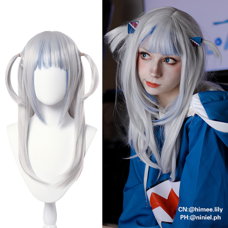 Hololive Gawr Gura Cosplay Wig Hololive Cosplay Gawr Gura Wig Vtuber Shark Synthetic Hair Heat Resis