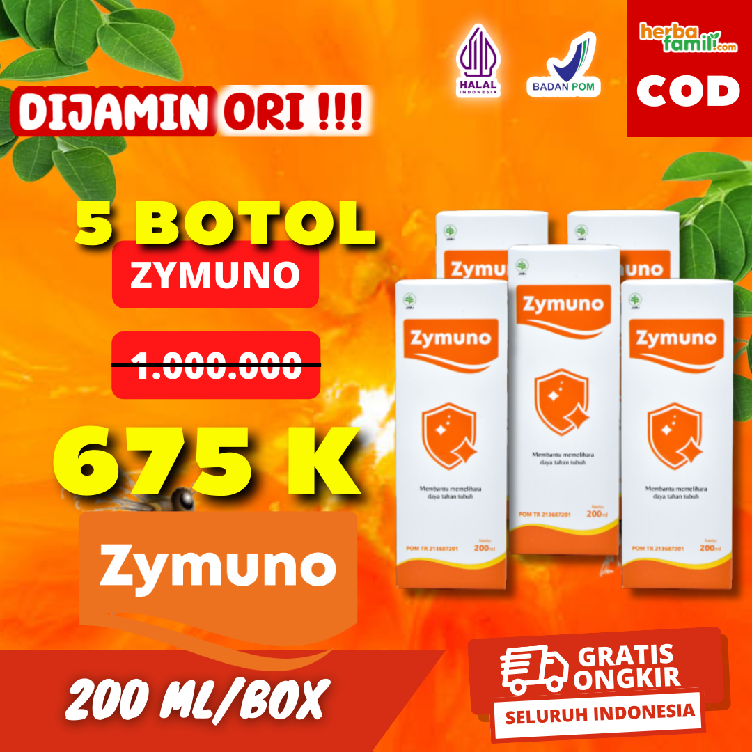 5 Botol  Zymuno – Vitamin Herbal Tingkatkan Daya Tahan Tubuh Bantu Proses Penyembuhan Kanker Imun Jaga Kesehatan Tubuh Cegah Flu Demam Batuk Masalah Pencernaan Bantu Percepat Penyembuhan Penyakit