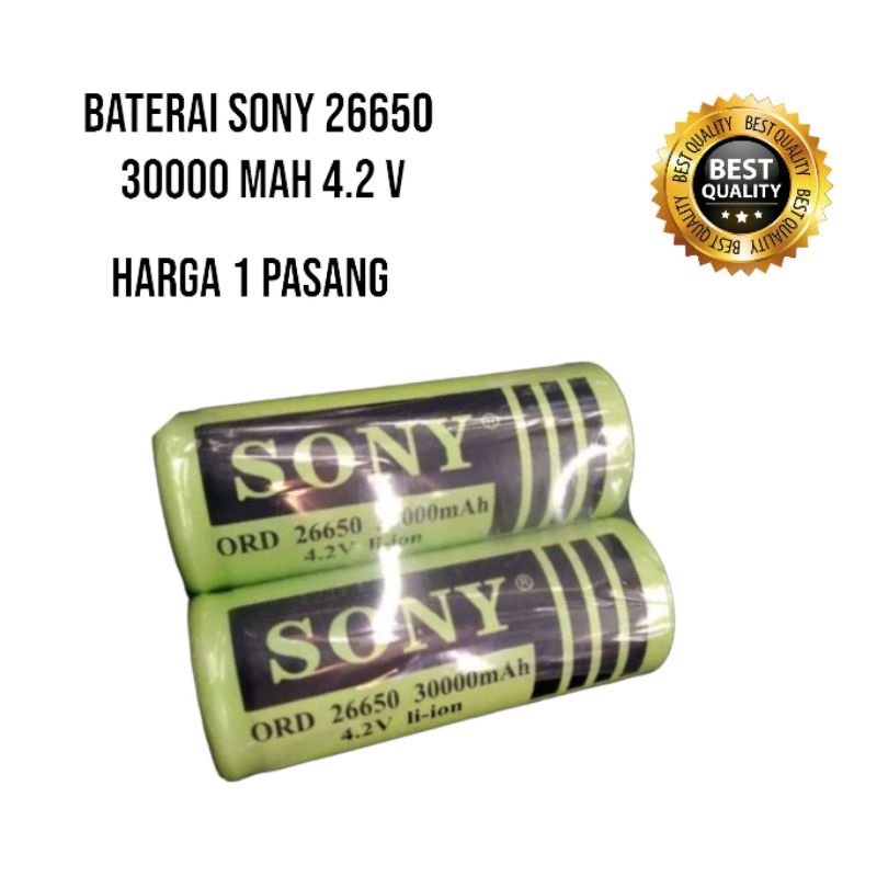 Baterai Cas Reacharger Sony ORD 26650 30000 MAH 4.2 V Harga 1 Pasang