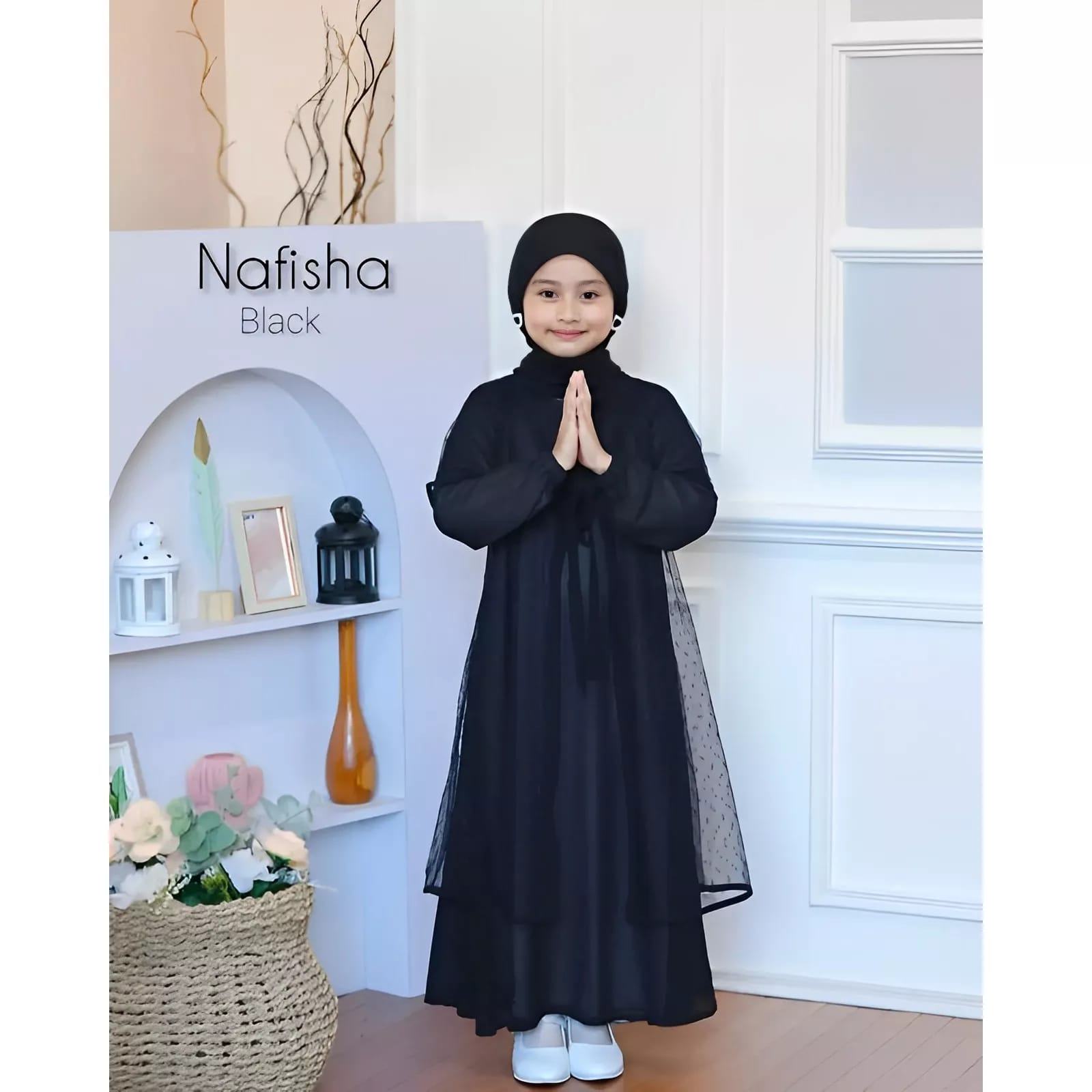 Gamis Remaja Tanggung 9-12 Tahun Nafisha Kids Plus Pashmina Baju Muslim Anak Perempuan