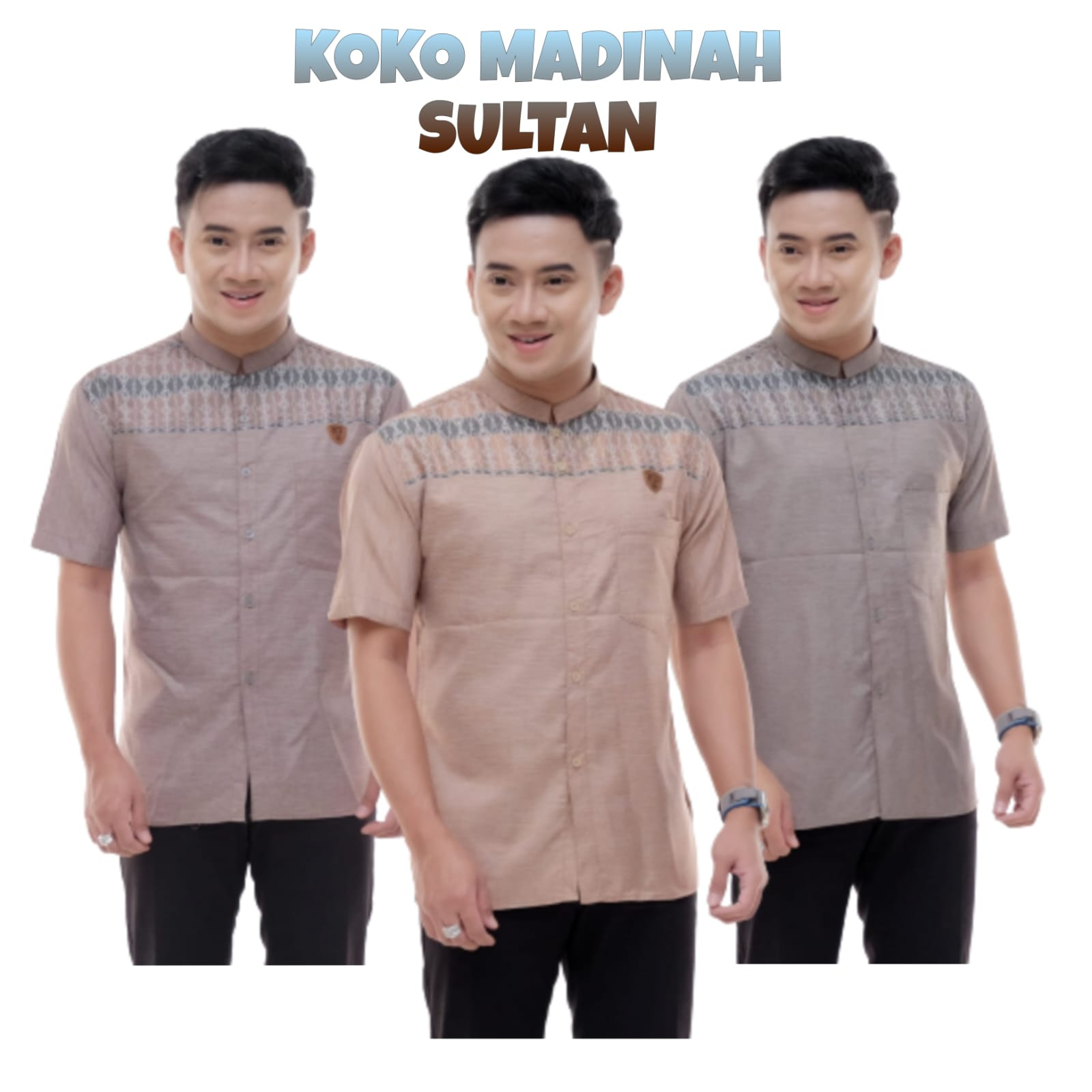 Baju koko motif sultan lengan pendek matt katun madina