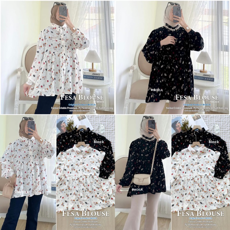 BLOUSE CRINKLE MOTIF BUNGA fesa blouse by moela