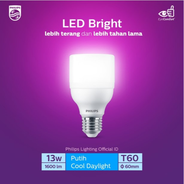 PHILIPS Lampu LED Bright 13W Putih Bohlam LED 13 Watt 6500K 1600 Lumen