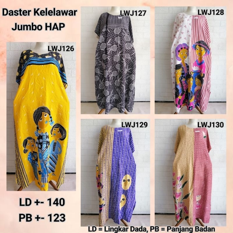 Daster Kelelawar Jumbo HAP Rijek Sablon LD 140 Lowo (Harap Dibaca Sebelum Membeli)