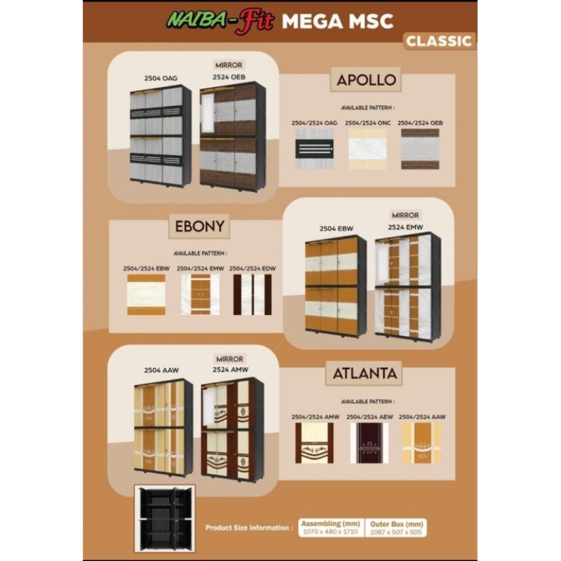 Lemari  Pakaian/Lemari  Plastik 3 Pintu Naiba Fit Lipatan