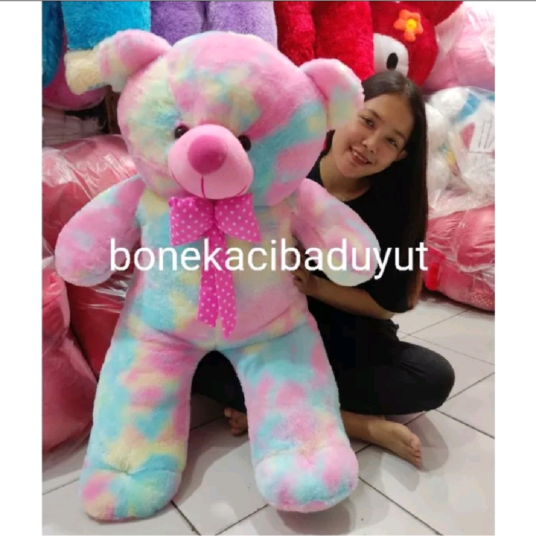 BONEKA TEDDY BEAR RAINBOW BONEKA BERUANG BAHAN HALUS KAIN RASFUR TIDAK RONTOK