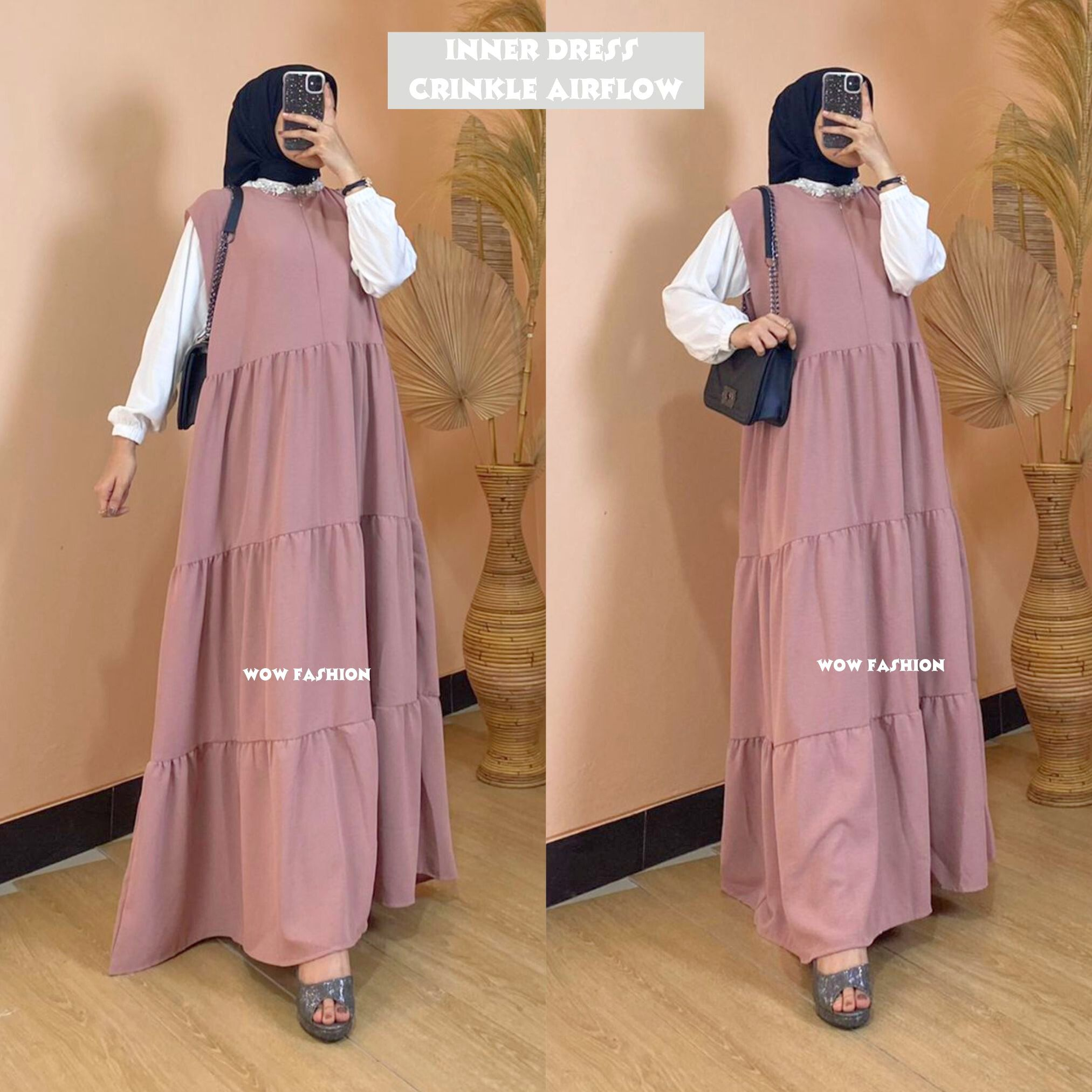 WOW-Ids-Inner Dress Crinkle Airflow // Dress Wanita// Gamis Inner