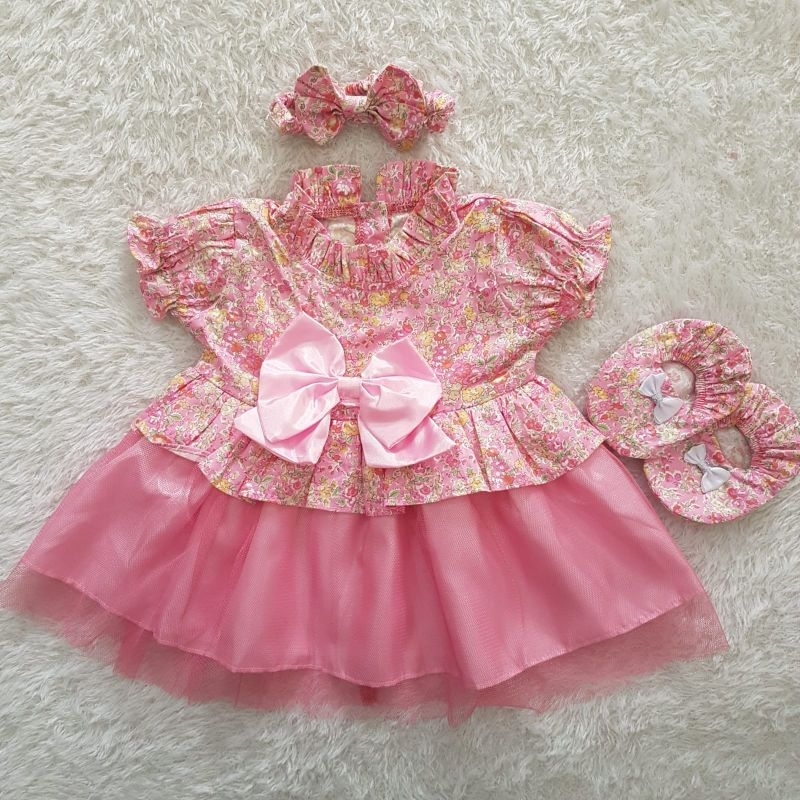 baju bayi flower overall bloomer (Dapet sesuai foto)