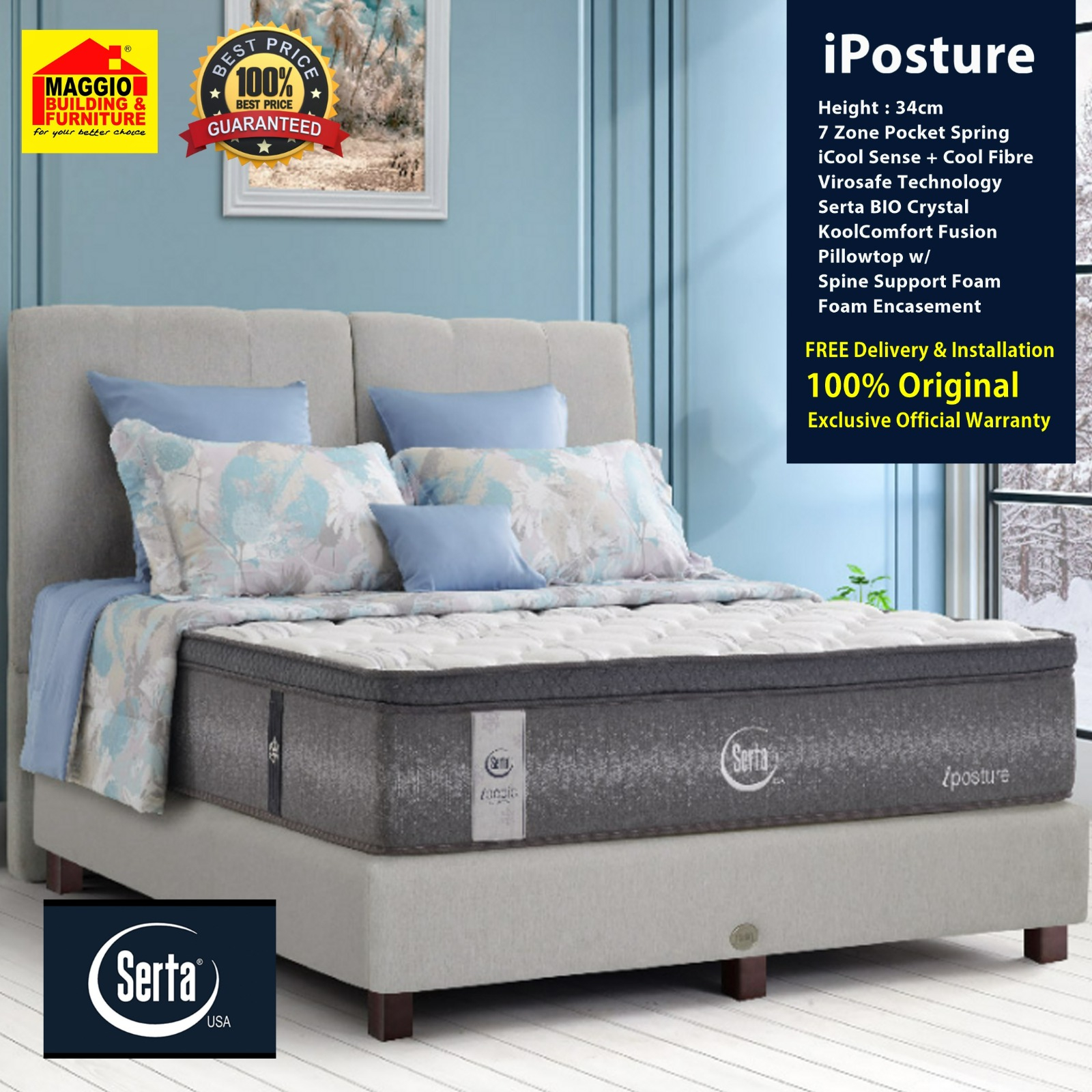 KASUR SERTA - KASUR SPRINGBED SERTA NEW IPOSTURE - KASUR KESEHATAN  - SERTA