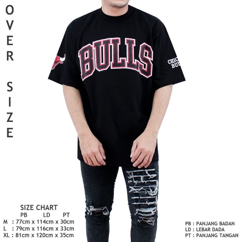 KAOS T-SHIRT COTTON 24S BULLS NBA OVERSIZE FULLTAG&amp;LEBEL