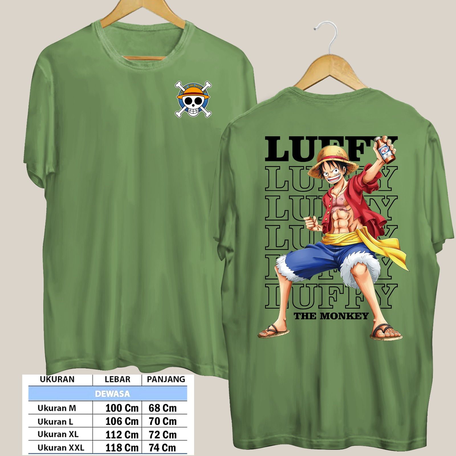 TSHIRT LUFFY THE MONKEY PIRANG CETAK PAKAI MESIN DTF (Digital Transfer Filem) KAOS DISTRO BAJU PRIA WANITA ATASAN SHIRT T-SHIRT Tangan Pendek