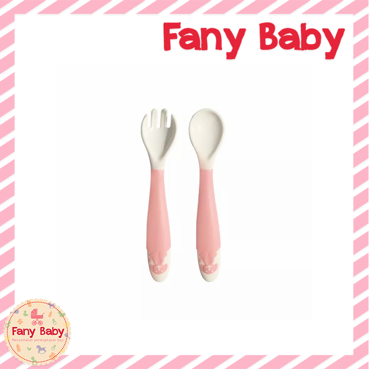 BABY SAFE SPOON &amp; FORK / B348 [ PINK ]