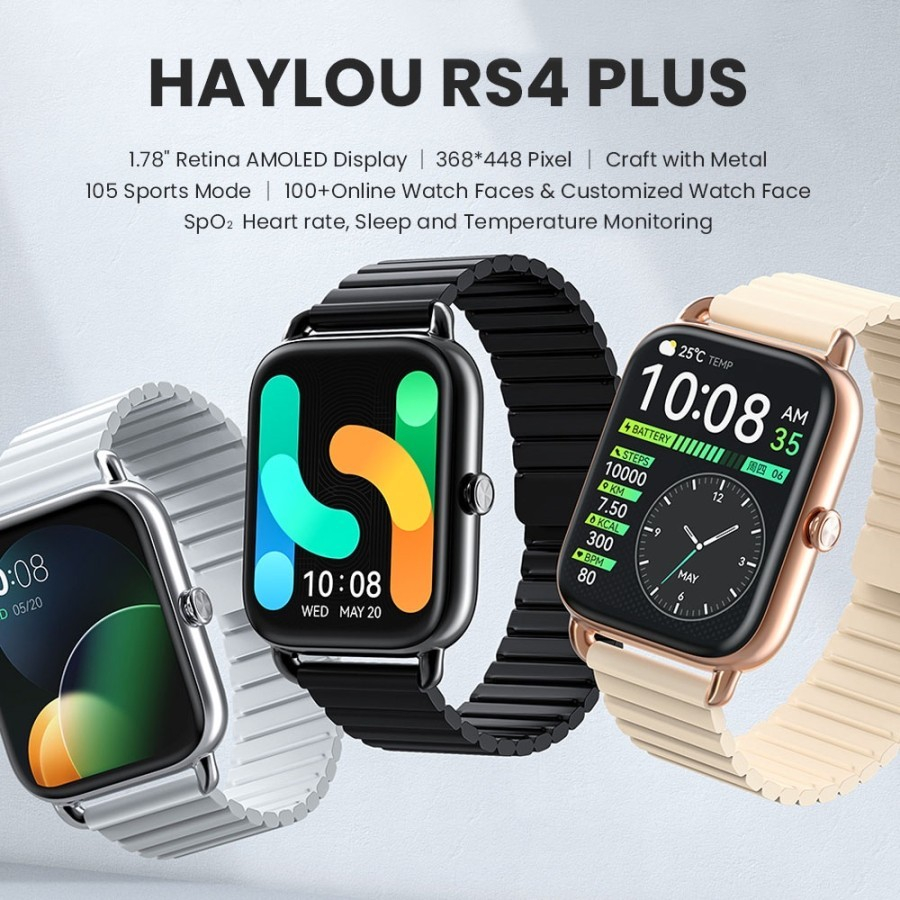 Haylou RS4 Plus Smartwatch SpO2 HD Retina Amoled IP68 Waterproof