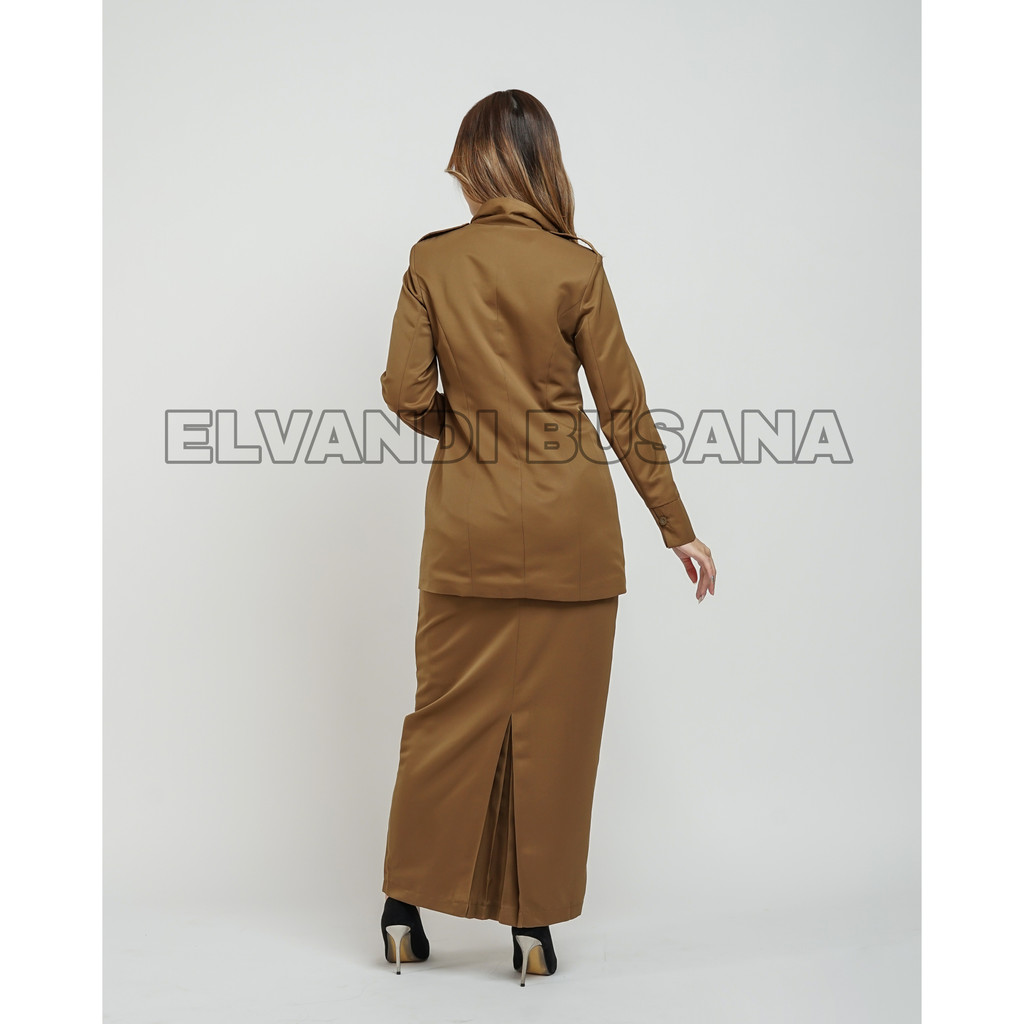 BLAZER WANITA B&amp;V LYNELLE / Seragam PNS / Baju PDH PNS Wanita / Baju Dinas Pemda Wanita / Baju Khaki PNS Wanita / Seragam ASN Wanita / Baju Guru Wanita - 7009 Pemda Aceh / Coklat Tua Gelap