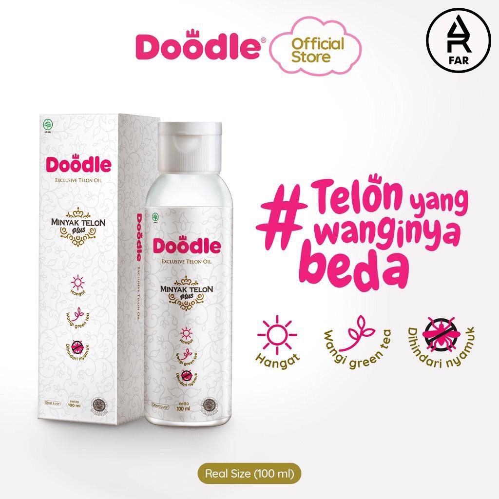 Doodle Minyak Telon Oil Greentea Ukuran 100 mL, 60 mL, &amp; 10 mL (Roll On) | Untuk Minyak Pijat Bayi dan Anak