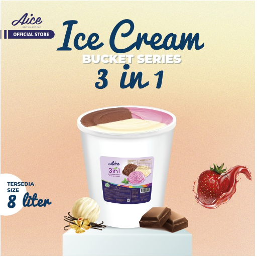 

AICE 3 in 1 Bucket 8 Liter Ice Cream Es Krim 3in1 Ember 8L Eskrim