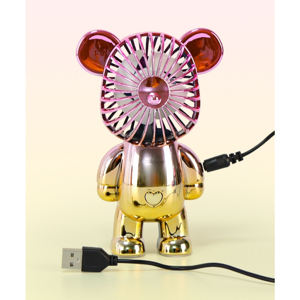 Kipas Angin Mini Grandasi Bear Viral Portable USB Charger Mini Fan Genggam Fan Speed Karakter Lucu Hand-Held Fan Warna Warni Cas USB