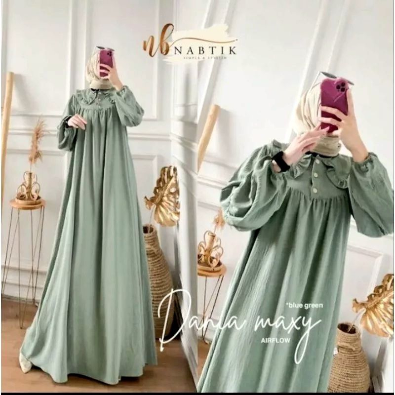 GAMIS CRINKLE AIRFLOW POLOS BUSUI LD 110 CM PANJANG GAMIS 132 CM/ GAMIS CRINKLE AIRFLOW BUSUI POLOS