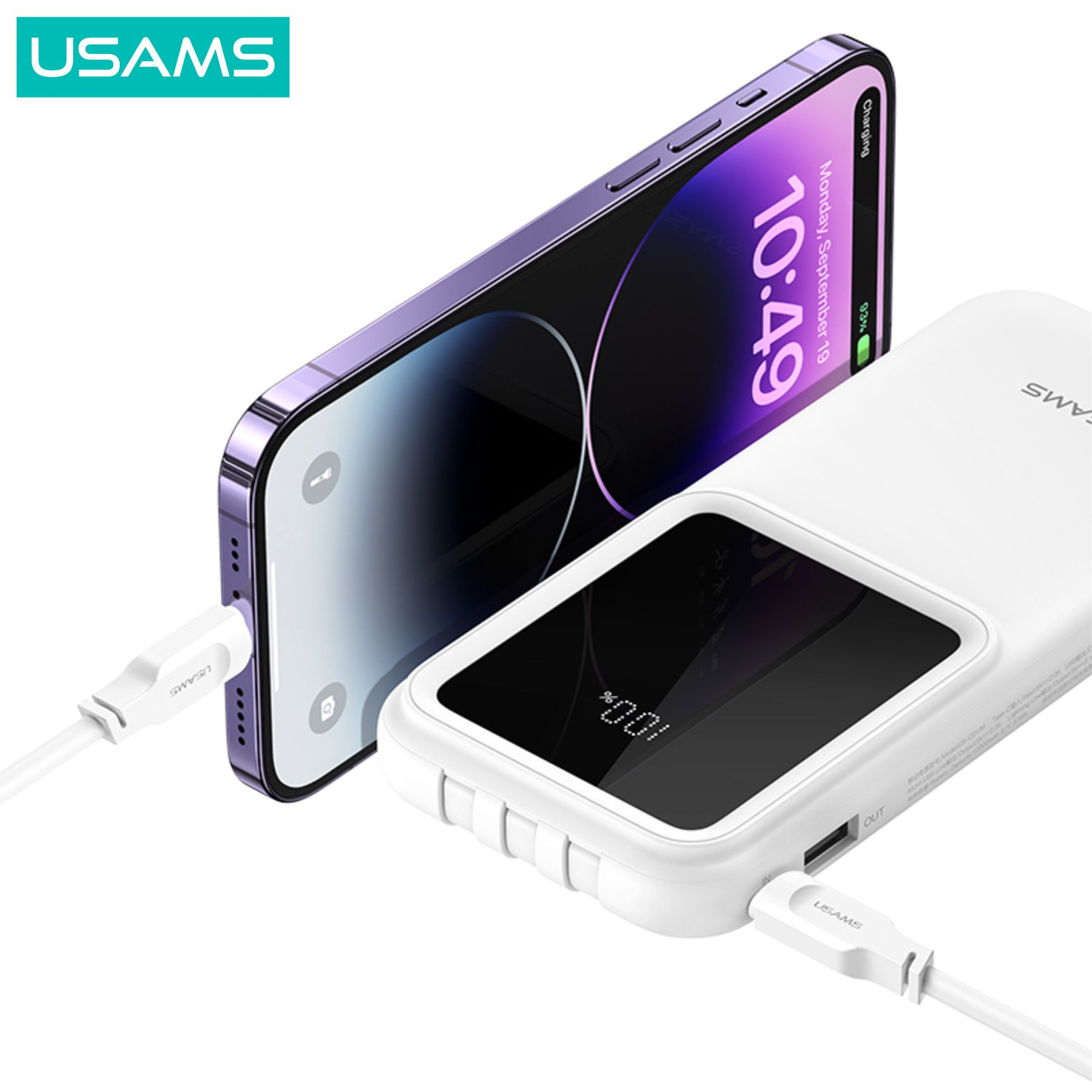 USAMS X-chel Powerbank with Cables 10000mAh Dual-port Digital Display