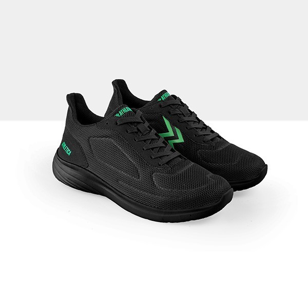 Sepatu Sekolah Athletica Fortis Black Green Sepatu Running