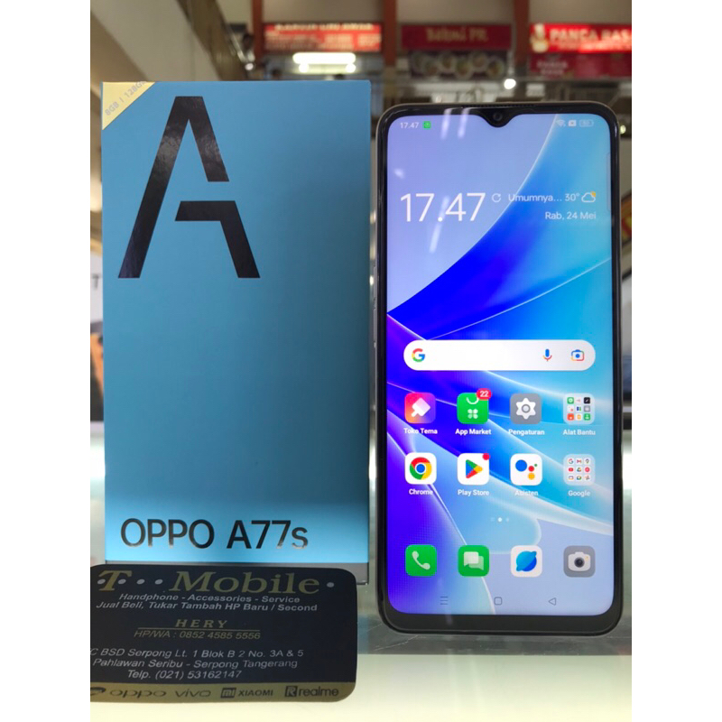 OPPO A77s RAM 8GB 128GB - SUNSET ORANGE - SECOND LIKE NEW - IPX5 - FULLSET ORI - NON MINUS
