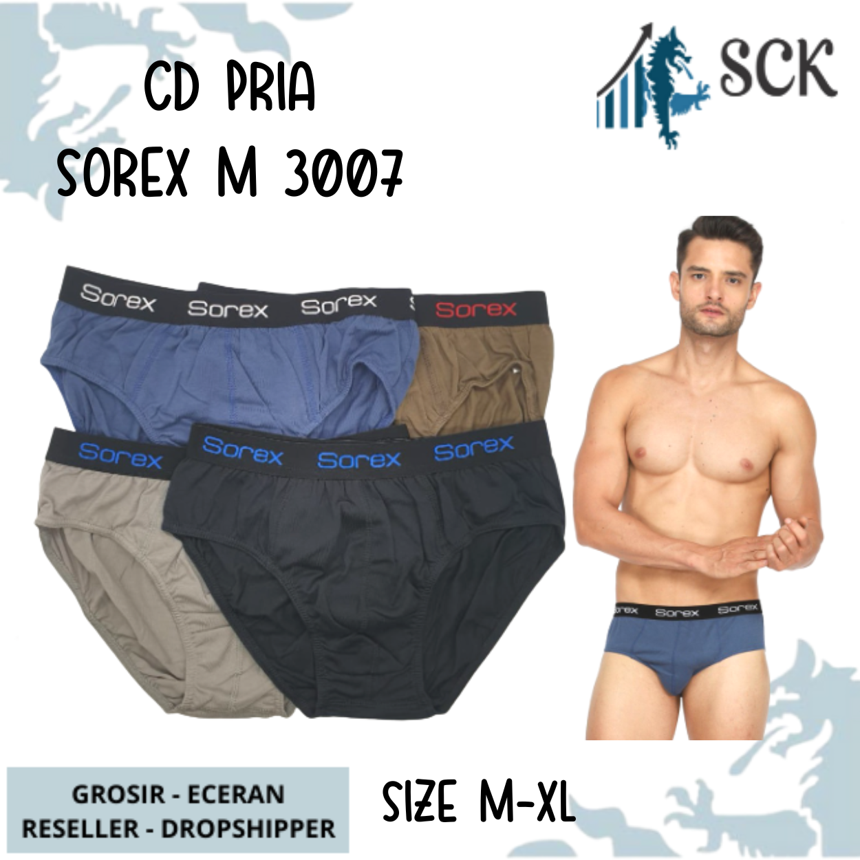 [ISI 1] CD Pria SOREX 3007 Karet Boxer / Boxer CD Cowok SOREX - sckmenwear GROSIR