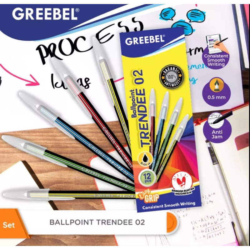 

GREEBLE Pen pulpen Bolpoin ballpoint BALLPEN TRENDEE 02 (1 PAK : 12 PCS )