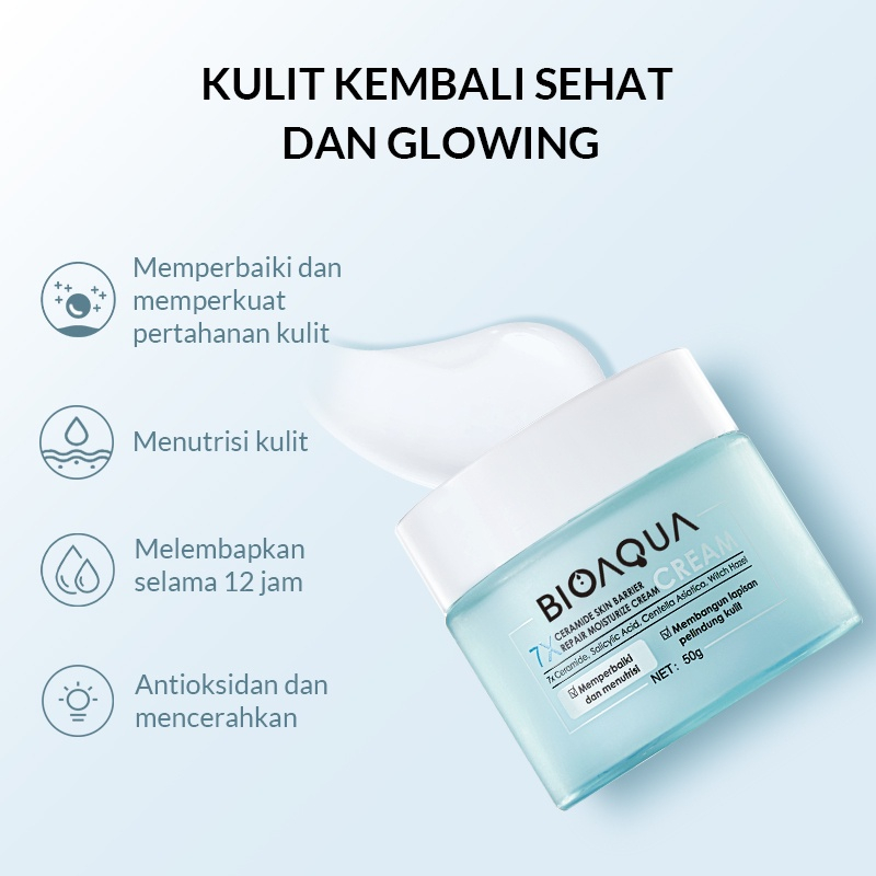 BIOAQUA 7X Ceramide Skincare Paket Repair Barrier Set With Moisturizer Cream/Hydrating Toner/Serum Wajah/Gentle Cleanser