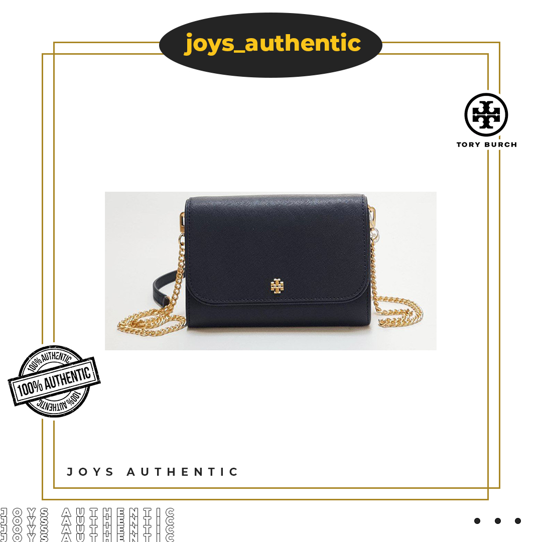 Tas Wanita Tory Burch TB 136093 Emerson Chain Wallet Navy Women Bag Authentic Original