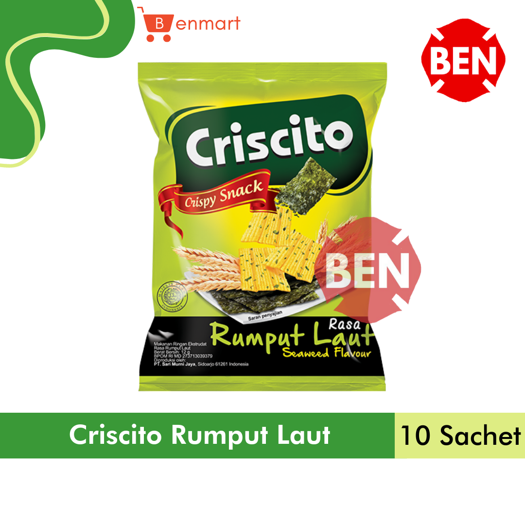 

Criscito Crispy Snack RUMPUT LAUT 1 Renceng 10 Pcs Chiki Seaweed Murah