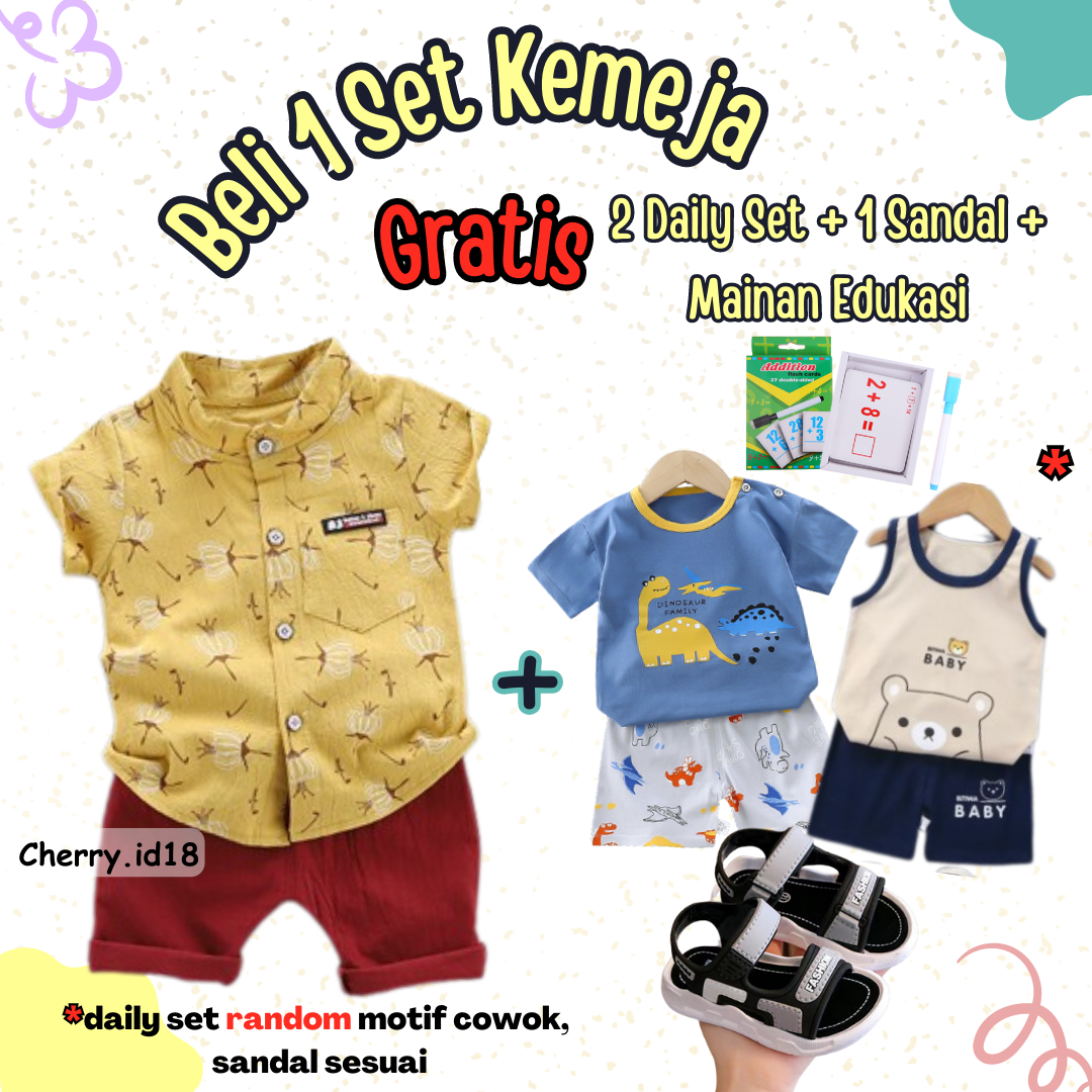 Cherry COD Paket Murah Baju Anak Murah Import / Setelan Baju Anak Laki Laki / Baju Bayi Import