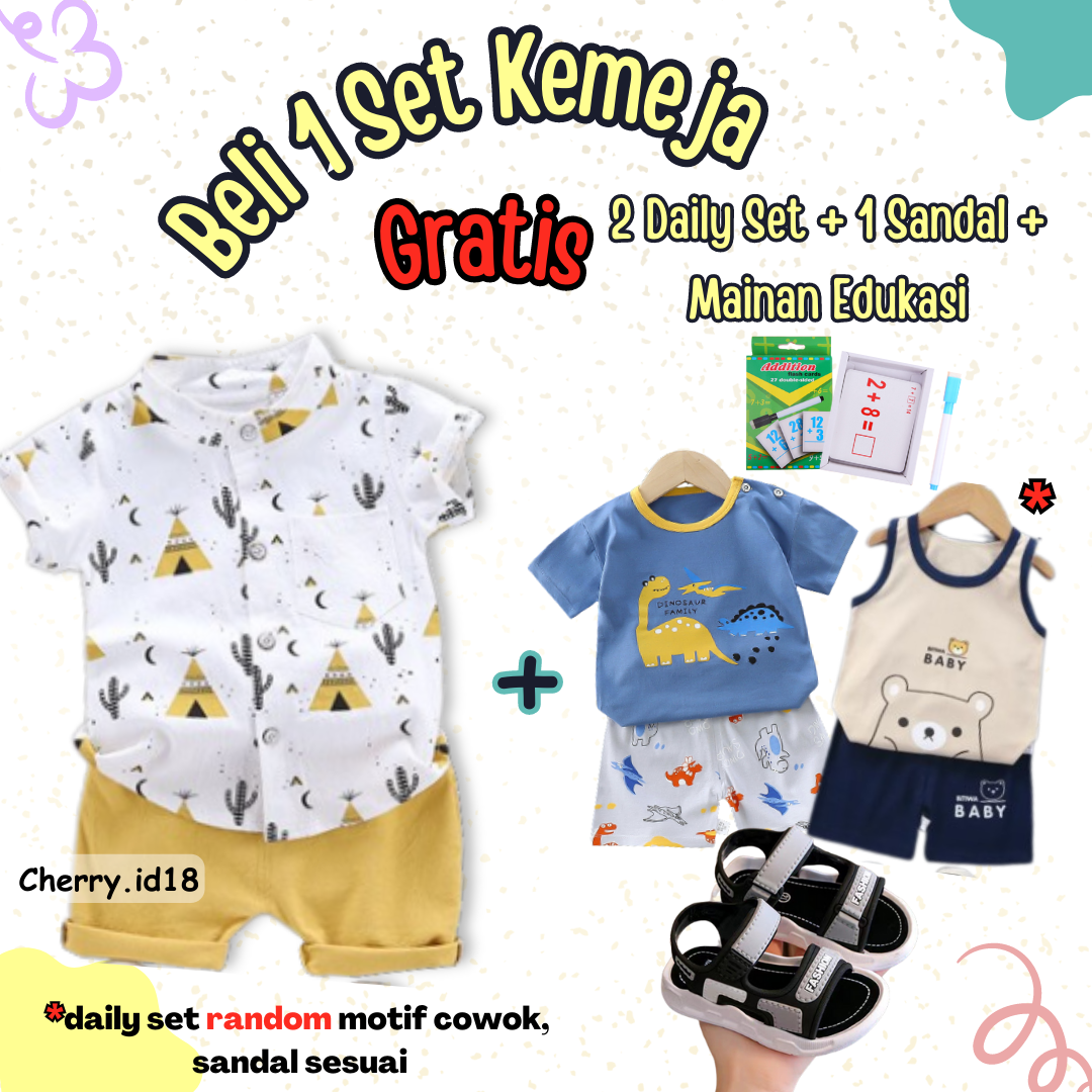 Cherry COD Paket Murah Baju Anak Murah Import / Setelan Baju Anak Laki Laki / Baju Bayi Import