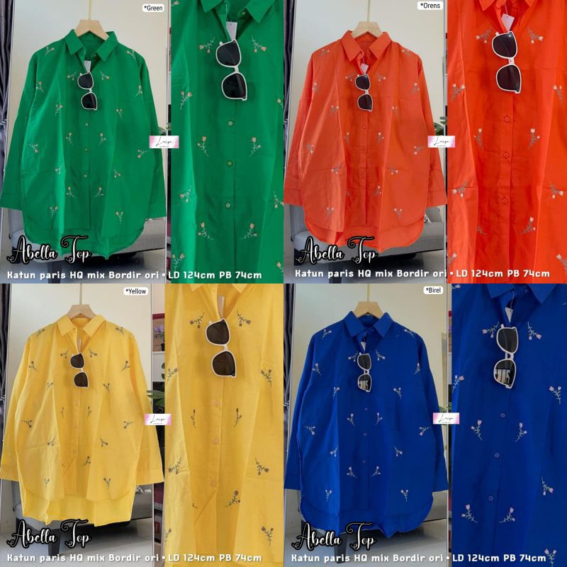 Abella tunik kemeja bordir bunga cantik kekinian