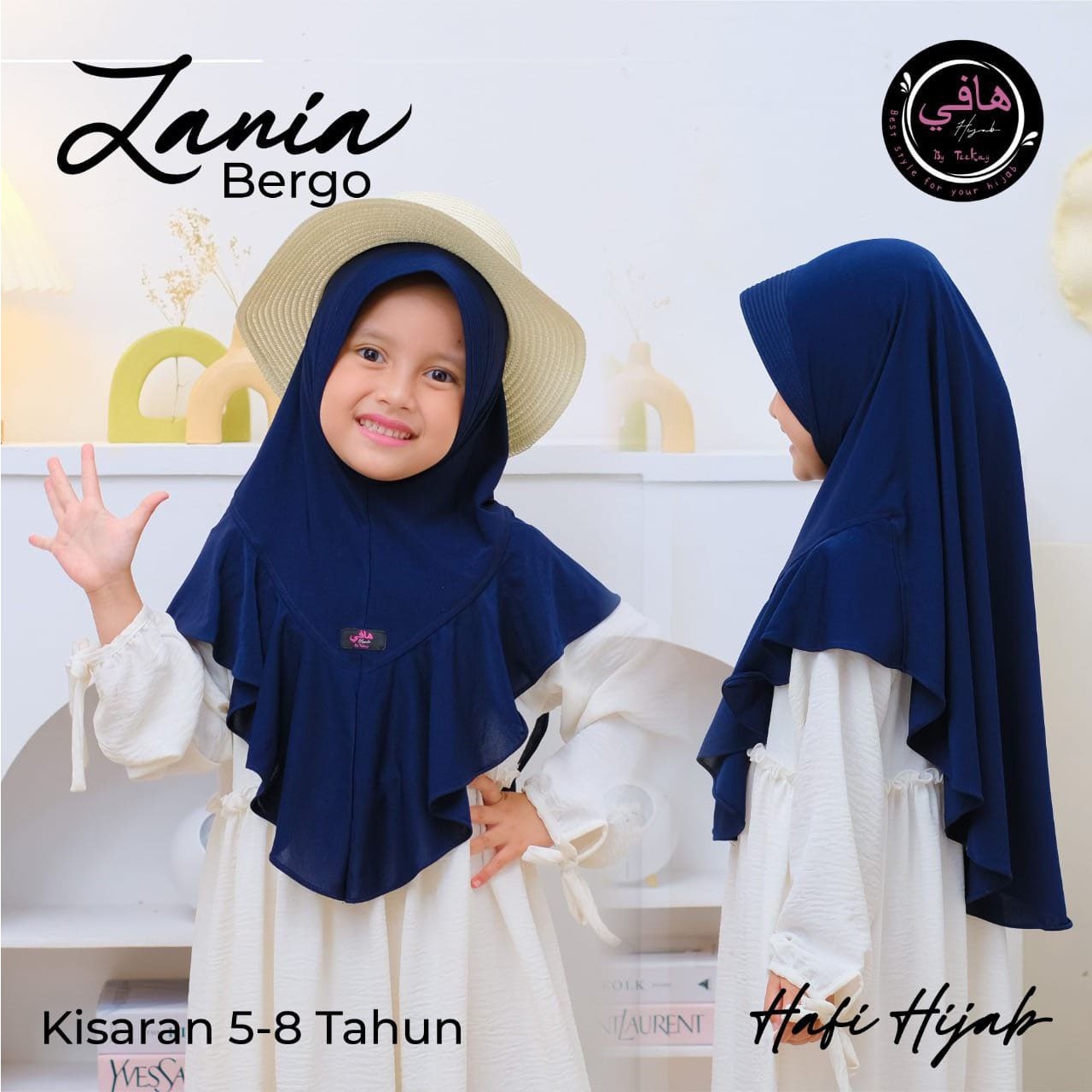 AfsheenaStore Bergo Zania By Hafi/ Jilbab Anak