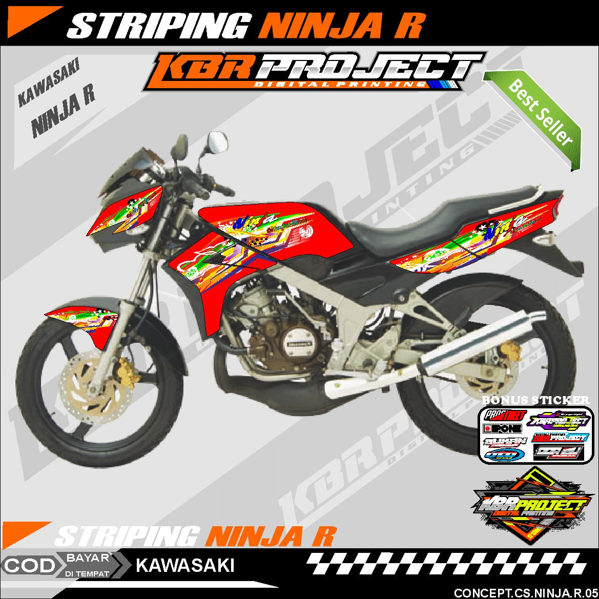 NINJA R STIKER  STRIPING MOTOR KEREN LIS VARIASI NINJA R STIKER MOTOR KAWASAKI DESAIN RACING 05 HOLO