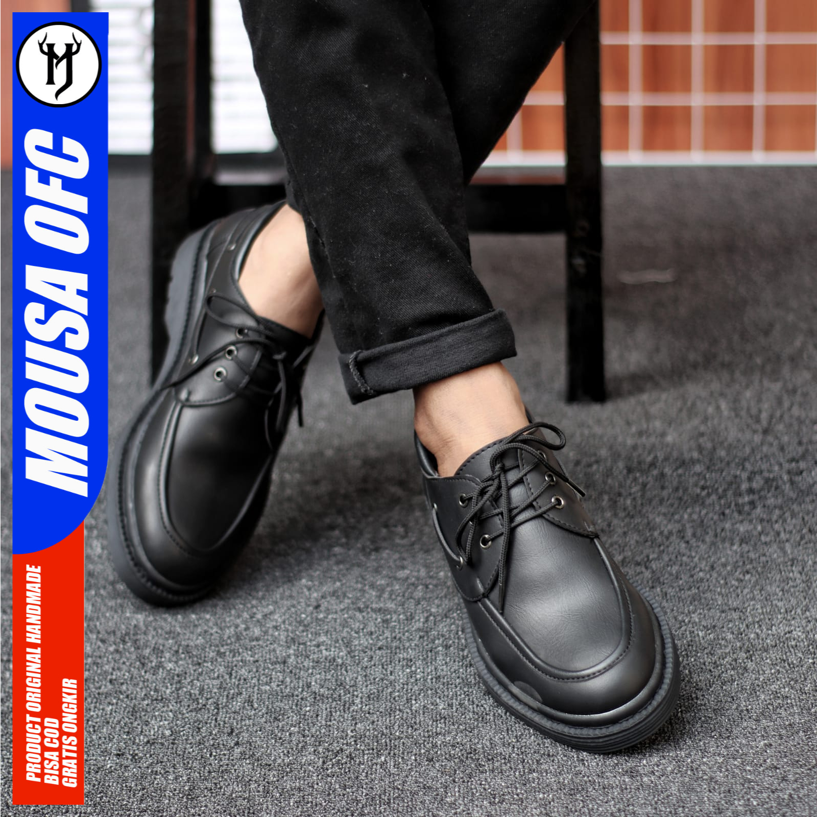 MOUSA Sepatu Formal Pria Pantofel Kerja Kasual Low Boots Docmart LULZA