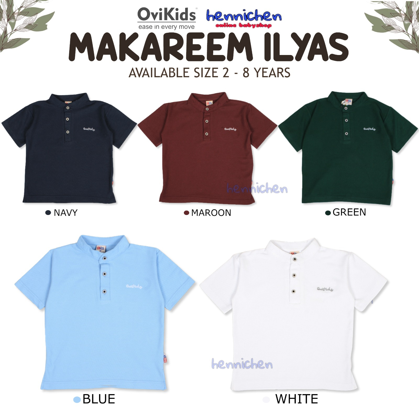 MAKAREEM-ILYAS Kaos Anak Laki-laki (2-8/9Tahun) BAJU PENDEK ANAK BAJU ATASAN ANAK OVIKIDS