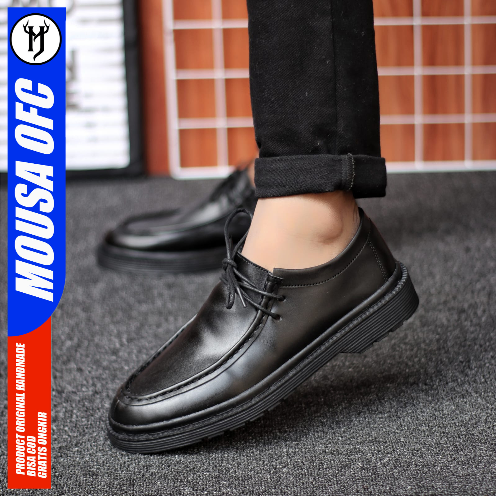 Sepatu Pria Docmart Loafers Casual Kerja Formal Hitam Pria Albert Mousa