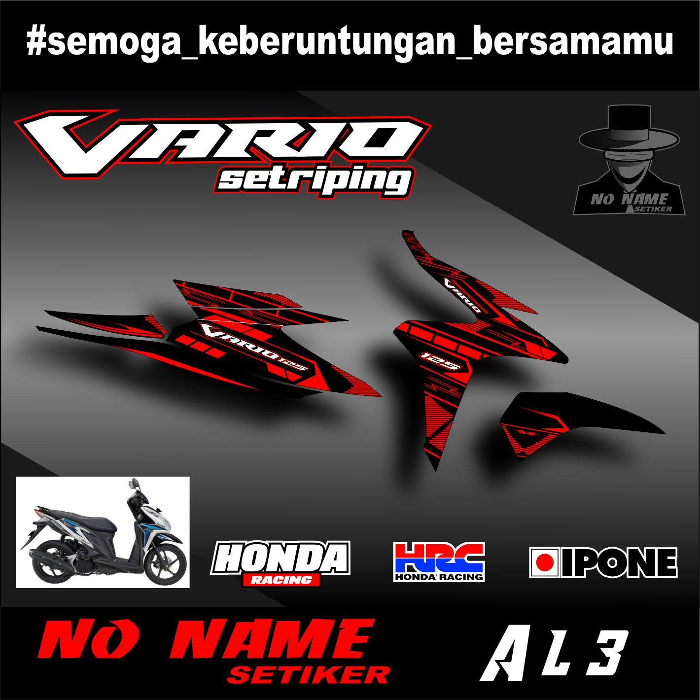 STIKER STRIPING VARIO TECHNO 125 FI 2014 (AL3) STRIPING STIKER LIST