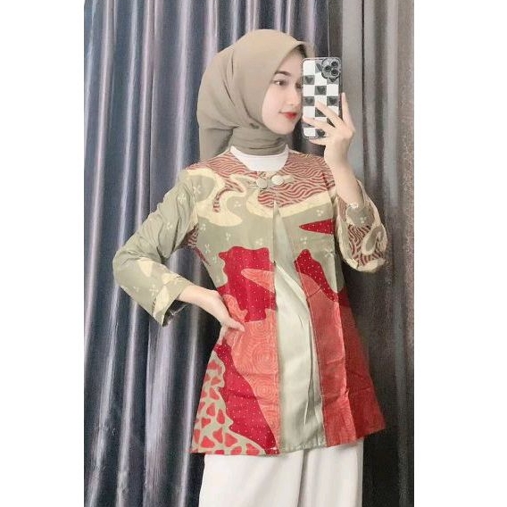 Batik Wanita Terbaru Blouse Blazer Batik Wanita Kekinian Motif Viona Batik Irma