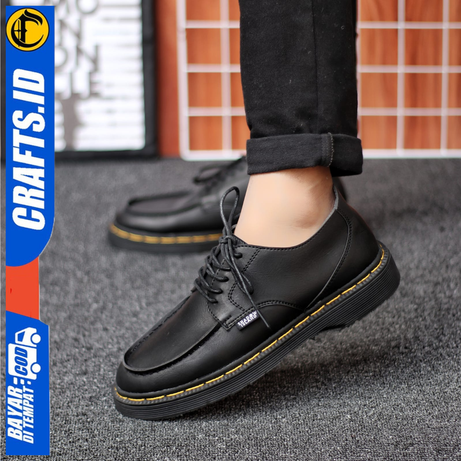 Sepatu Formal Pantofel Pria Docmart Low Boots Hitam Casual Kerja Original Crafs Denki