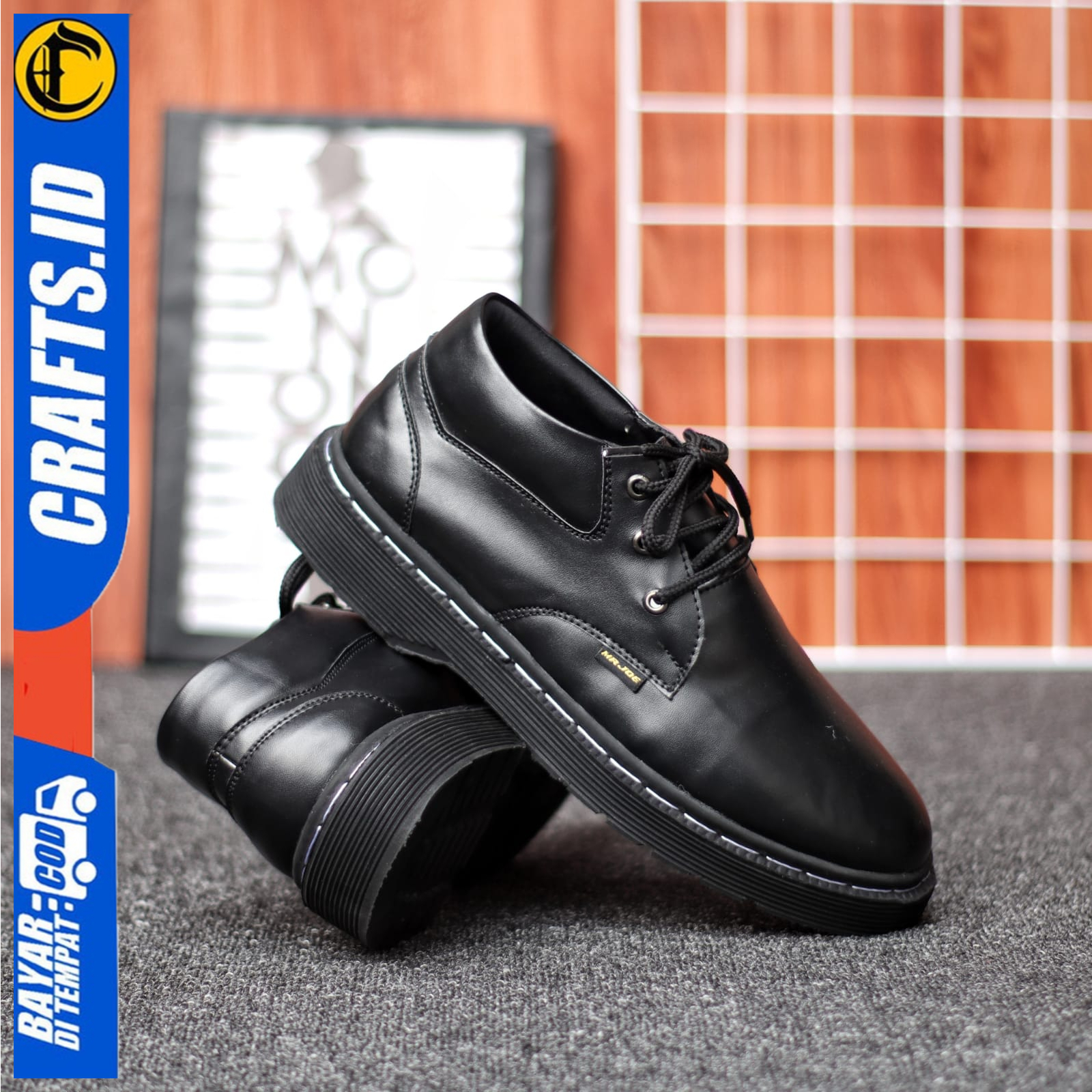 Sepatu Pria Docmart Formal Casual Pantofel Kulit Pu Kerja Pria Hitam Crafts