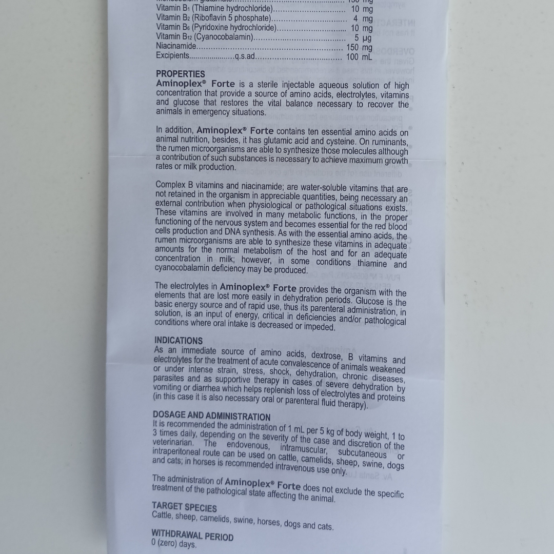 AMINOPLEX FORTE 100 ml | Multivitamin Asam Amino Atasi Lemah Tubuh Stress Lelah Pada Hewan Ternak Kuda Kambing Kucing dll