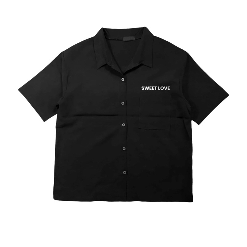 Workshirt Boxy Sweet Love Shirt Hitam Unisex Neophyte