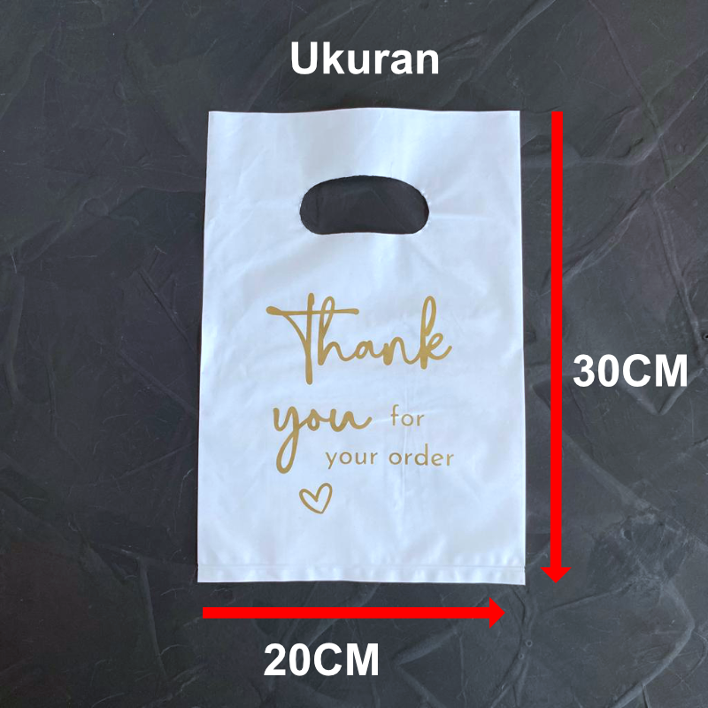 Tivana Home 50 Pcs Kantong Plastik Packing Kresek Olshop Motif Thank You Ukuran 20X30Cm