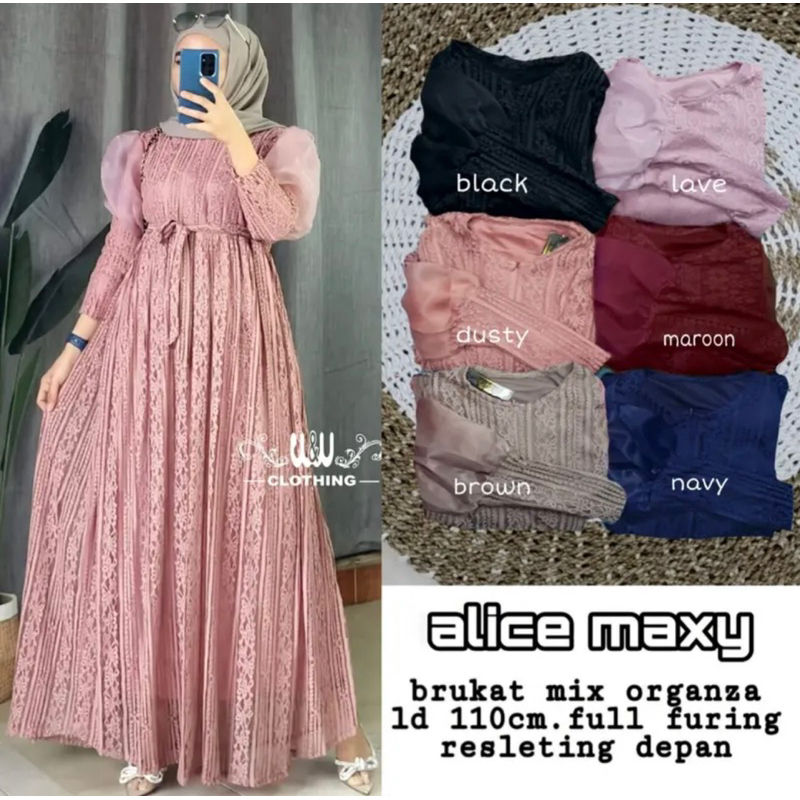 READY ….!!!!! Dress alice maxy mix organza gamis brokat terlaris