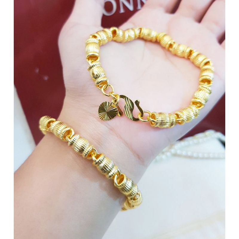 Xuping Gelang Tangan Lapis Emas 24K Motif Guci 2505a3