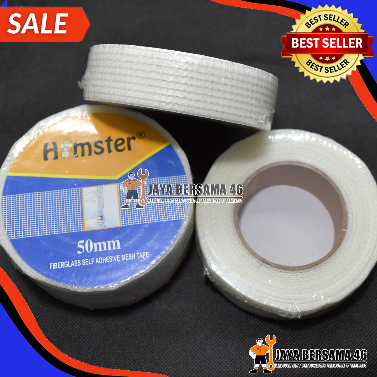 FIBER TAPE / ISOLASI LAKBAN GYPSUM / LEM KASA GYPSUM / PERBAN GYPSUM / PEREKAT GYPSUM PLAFON / FIBER GLASS 30 50 mm