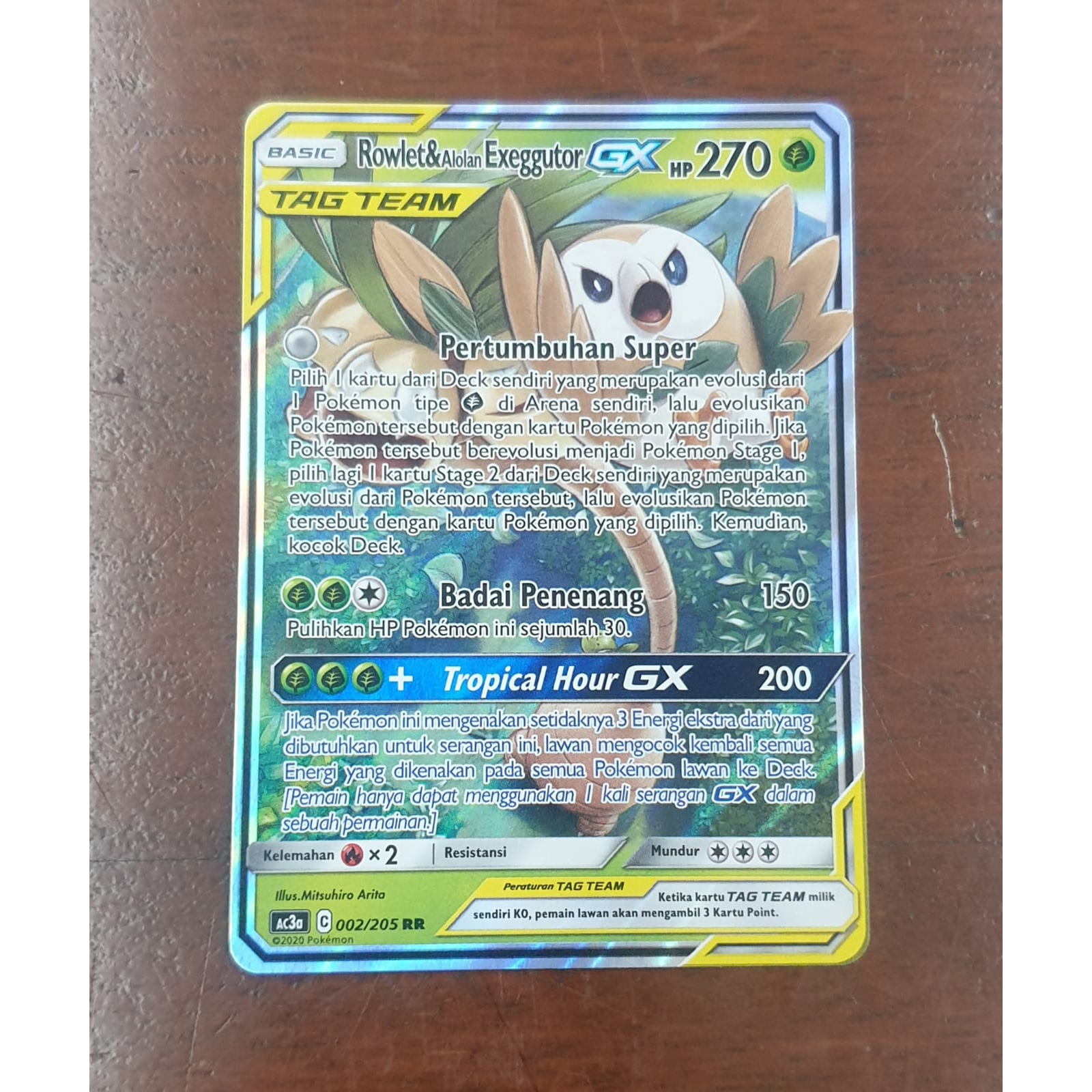 Rowlet & Alolan Exeggutor GX RR Pokemon TCG 002/205